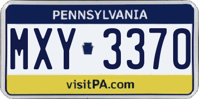 PA license plate MXY3370