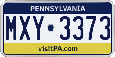 PA license plate MXY3373