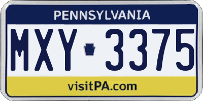 PA license plate MXY3375