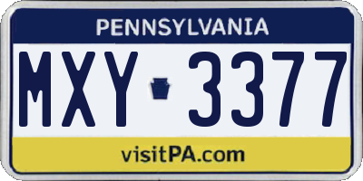 PA license plate MXY3377