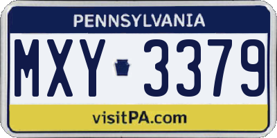 PA license plate MXY3379