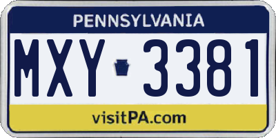 PA license plate MXY3381