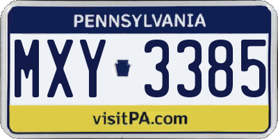 PA license plate MXY3385