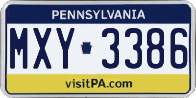 PA license plate MXY3386
