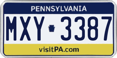 PA license plate MXY3387