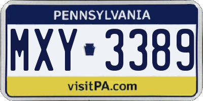 PA license plate MXY3389