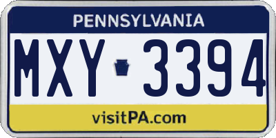 PA license plate MXY3394