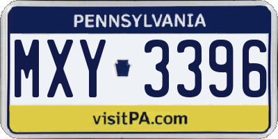 PA license plate MXY3396