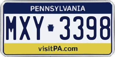 PA license plate MXY3398