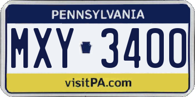 PA license plate MXY3400