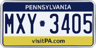 PA license plate MXY3405