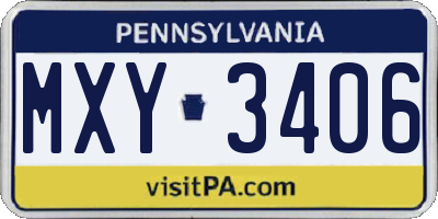 PA license plate MXY3406