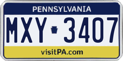 PA license plate MXY3407