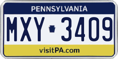 PA license plate MXY3409