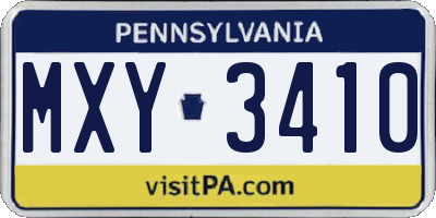 PA license plate MXY3410
