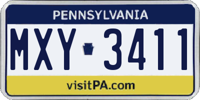 PA license plate MXY3411