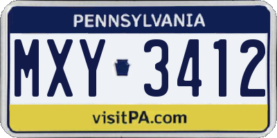 PA license plate MXY3412