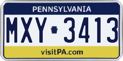 PA license plate MXY3413