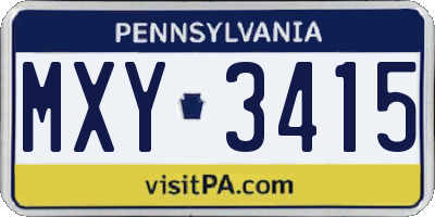 PA license plate MXY3415