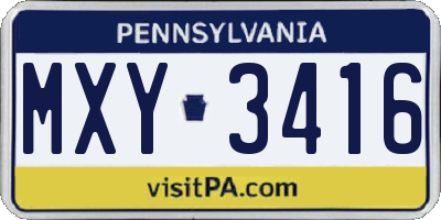 PA license plate MXY3416
