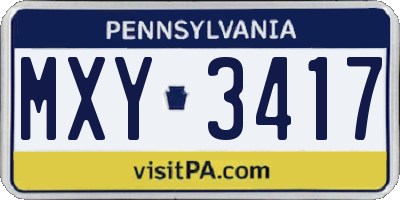PA license plate MXY3417