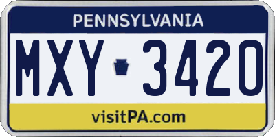 PA license plate MXY3420