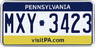 PA license plate MXY3423