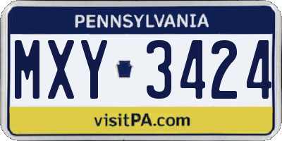 PA license plate MXY3424