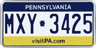 PA license plate MXY3425