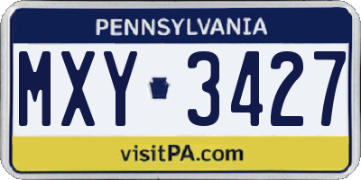 PA license plate MXY3427