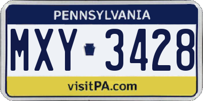 PA license plate MXY3428