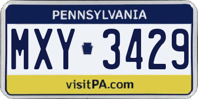 PA license plate MXY3429