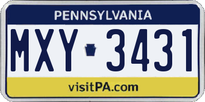 PA license plate MXY3431