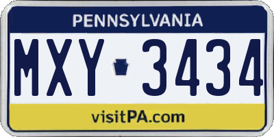 PA license plate MXY3434