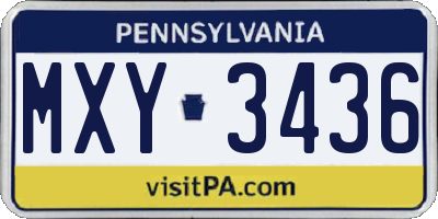 PA license plate MXY3436