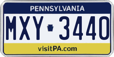 PA license plate MXY3440