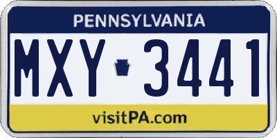 PA license plate MXY3441