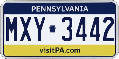PA license plate MXY3442
