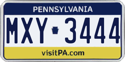 PA license plate MXY3444