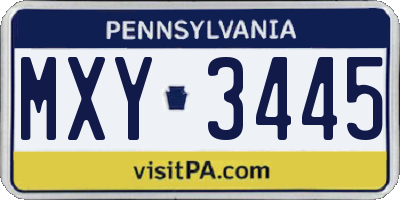PA license plate MXY3445