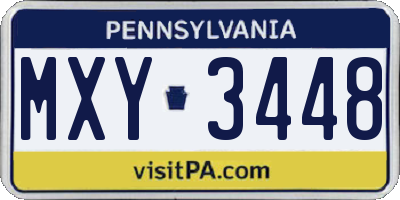 PA license plate MXY3448
