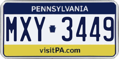 PA license plate MXY3449