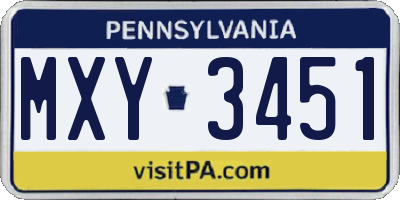 PA license plate MXY3451