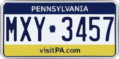 PA license plate MXY3457