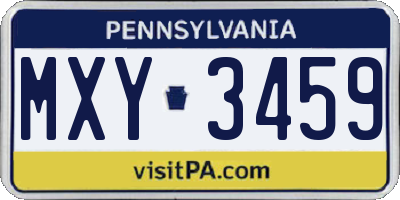 PA license plate MXY3459