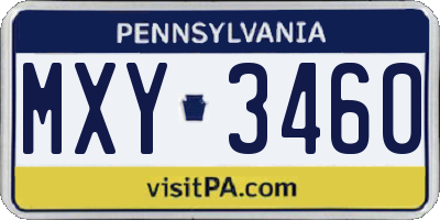 PA license plate MXY3460