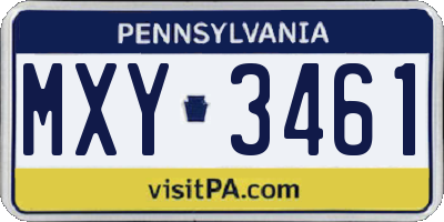 PA license plate MXY3461
