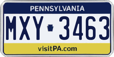 PA license plate MXY3463