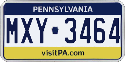 PA license plate MXY3464