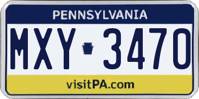 PA license plate MXY3470
